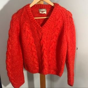 Vintage 70s Wool Red/Orange Sweater V Neck